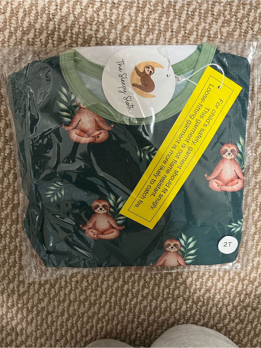 Kids 2T the sleepy sloth bamboo pajama set